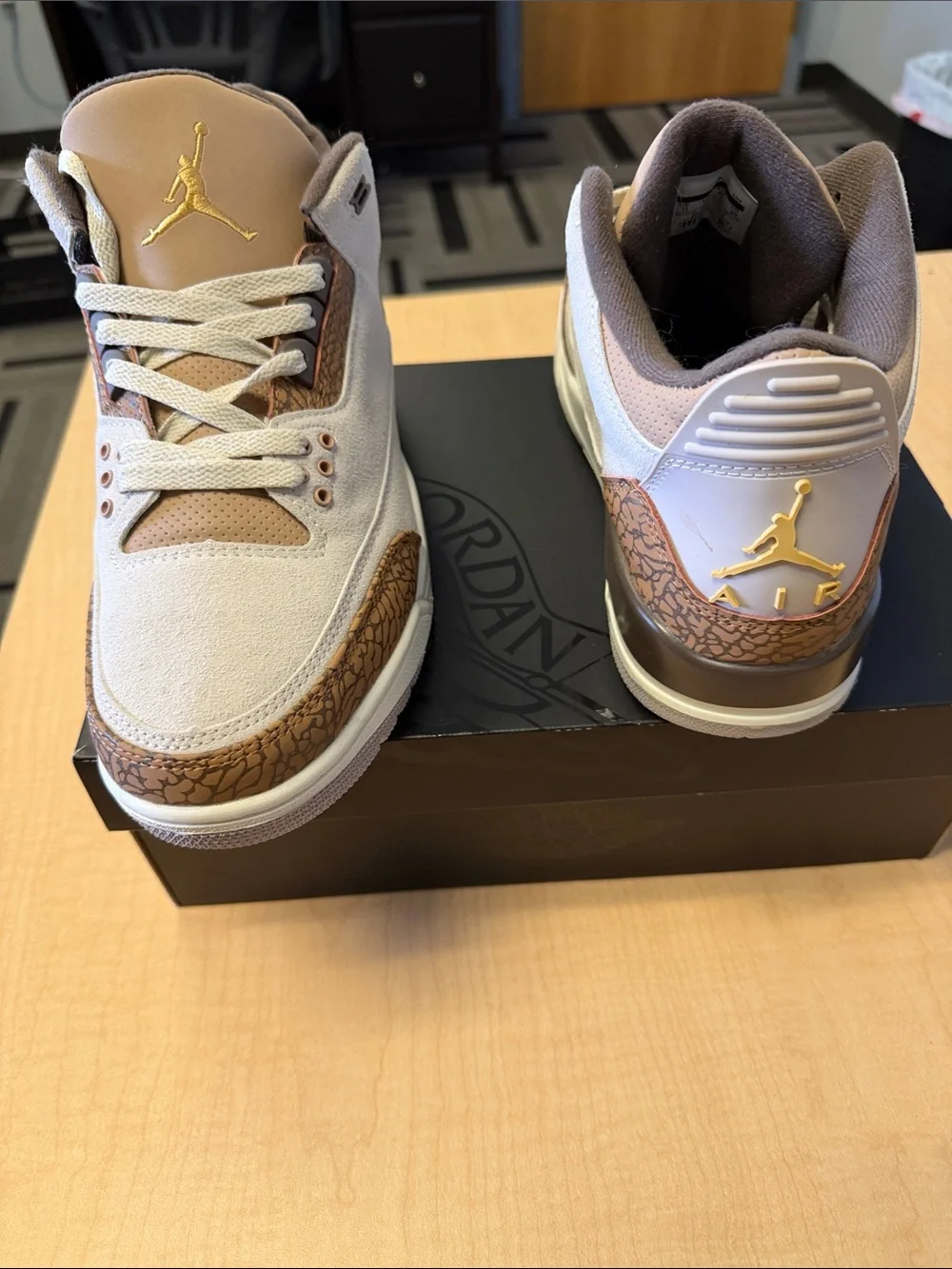 Jordan Men's Retro Sneaker in Cream and Brown